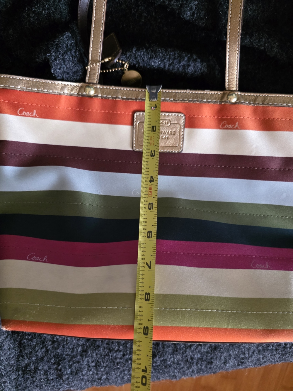 Coach Multicolor Legacy Stripe Tote Bag - Gold Trim - Picture 14 of 15